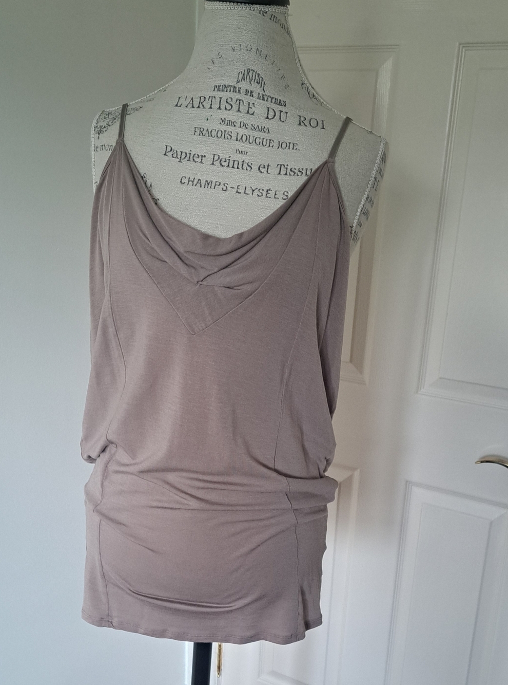 Wilfred Taupe Cowl Neck Spaghetti Strap Tank